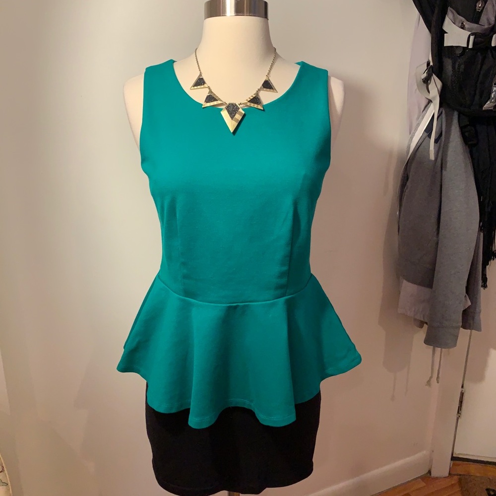 INC Kelly Green Peplum Blouse